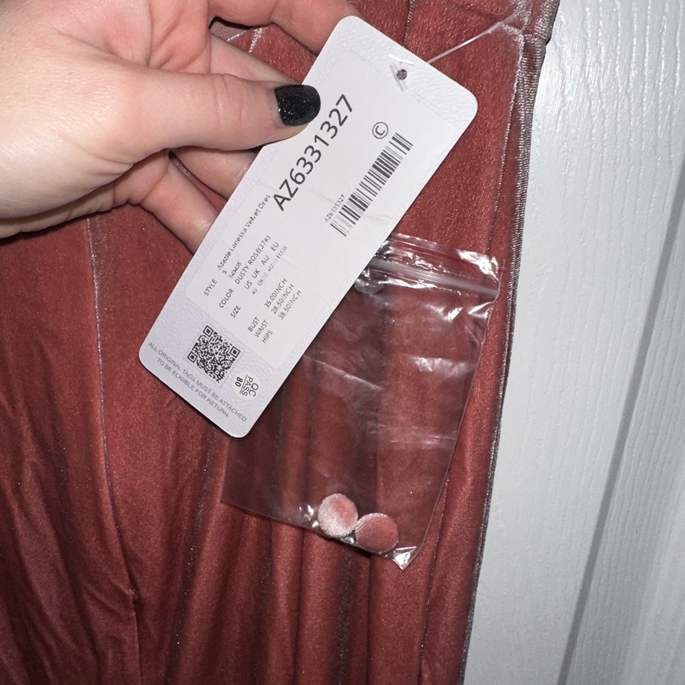 Azazie Velvet Bridesmaid Dress Dusty Rose - Picture 4 of 6